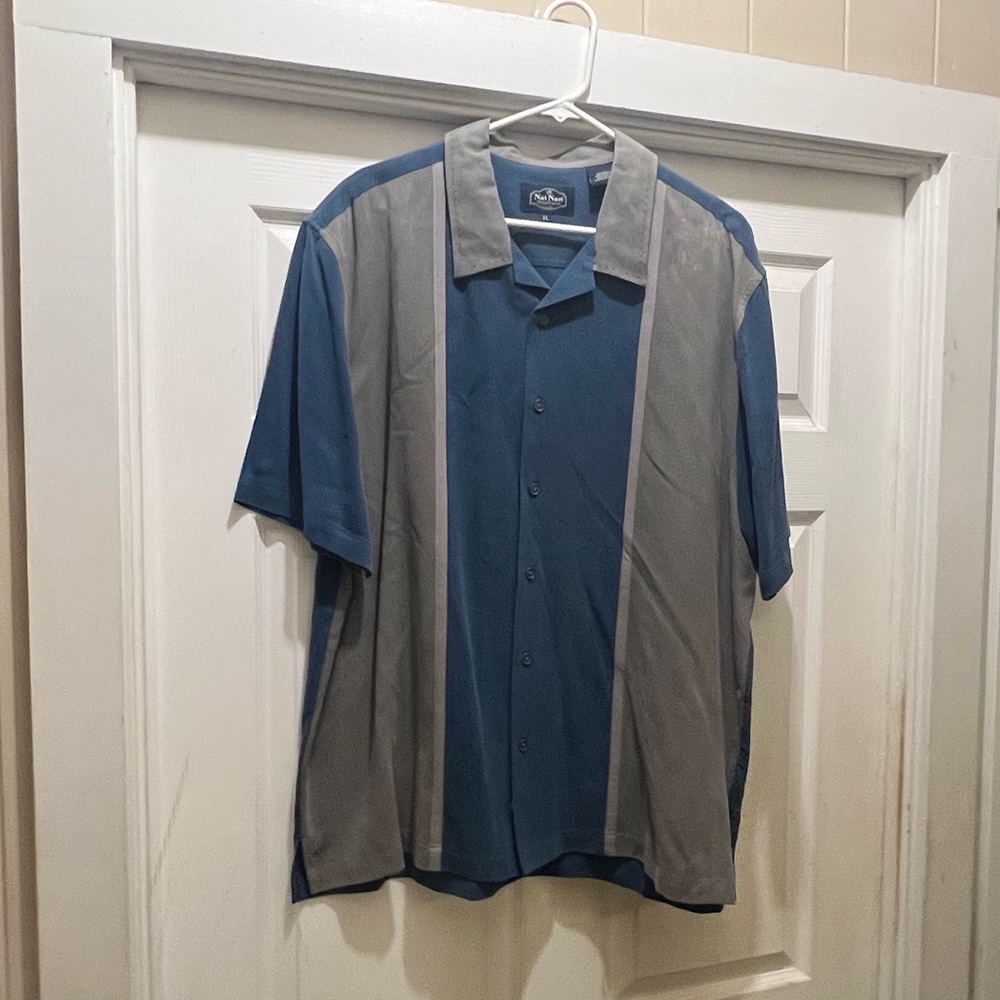 Men’s Grey and Blue Lightweight Button down shirt